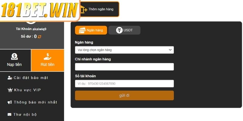 Rút Tiền 181Bet Giao Dịch Nhanh, Chuẩn Chỉ Với Vài Thao Tác 2 Quy trình rút tiền nhanh chóng dành cho newbie